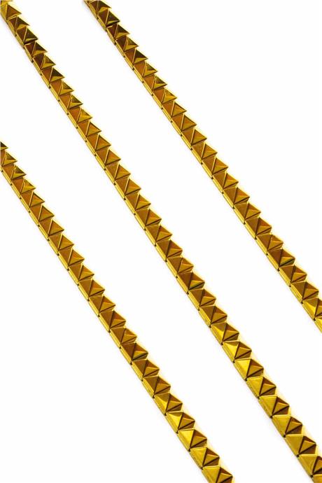 Hematite Natural Stone Shiny Gold 6x6mm String Of Beads
