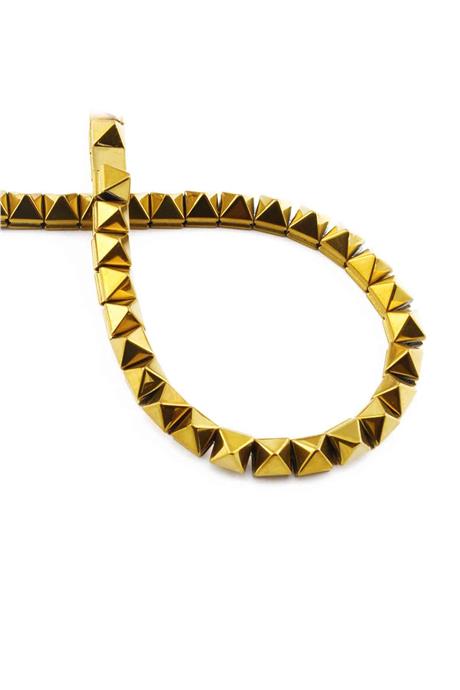 Hematite Natural Stone Shiny Gold 6x6mm String Of Beads