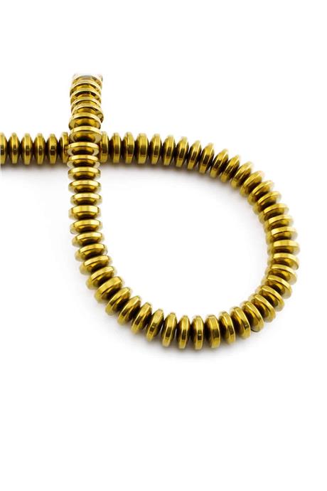 Hematite Natural Stone Shiny Gold 8x3mm String Of Beads