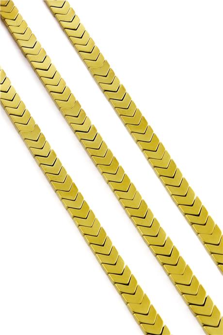 Hematit Taşı Çavuş Kesim Parlak Gold 8x3mm Doğal Taş Dizi