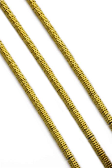 Hematite Natural Stone Shiny Gold Hexagon Cut 5x1mm String Of Beads