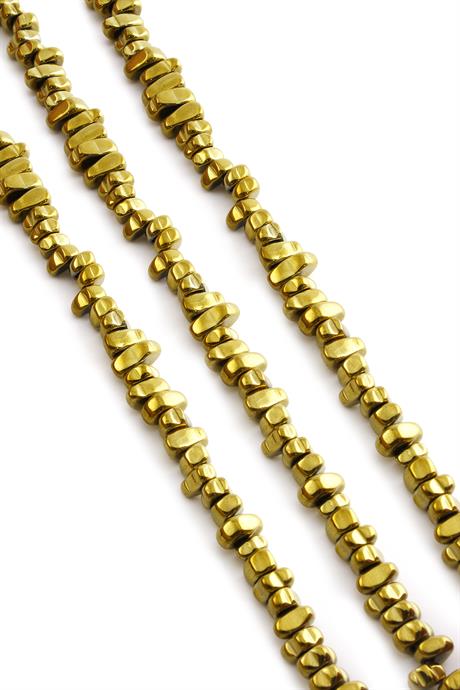Hematite Natural Stone Shiny Gold Amorphous Cut 6x7mm String Of Beads