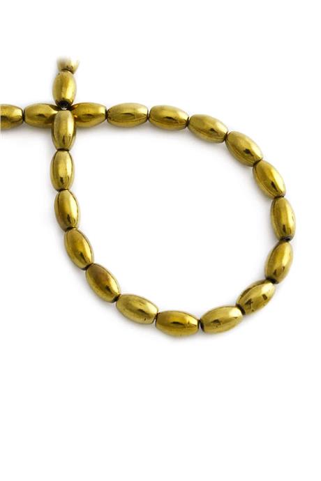 Hematite Natural Stone Shiny Gold Barley Cut 5x8mm String Of Beads