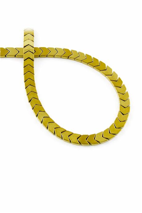 Hematit Taşı Çavuş Kesim Parlak Gold 6x3mm Doğal Taş Dizi