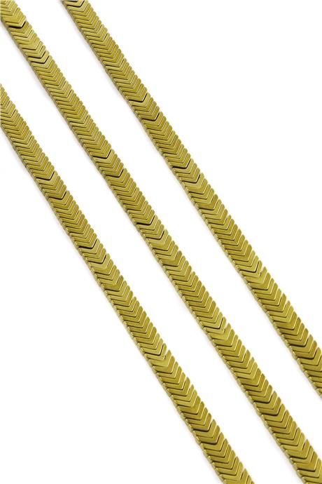 Hematit Taşı Çavuş Kesim Parlak Gold 7x1mm Doğal Taş Dizi
