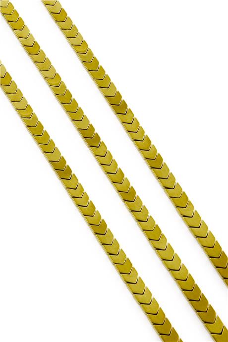 Hematit Taşı Çavuş Kesim Parlak Gold 6x3mm Doğal Taş Dizi