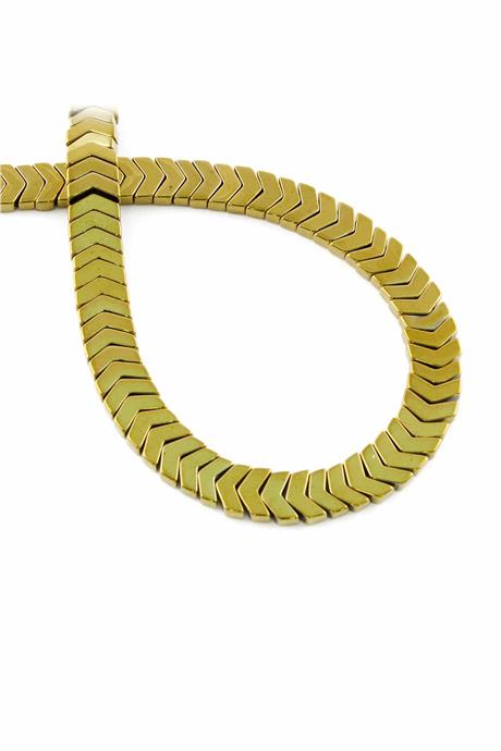Hematit Taşı Çavuş Kesim Parlak Gold 6x2mm Doğal Taş Dizi