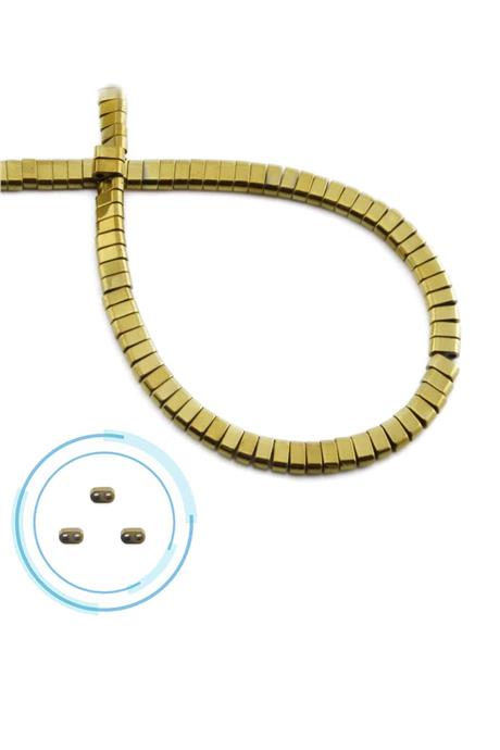 Hematit Taşı Yassı Kesim Parlak Gold 4x2mm Doğal Taş Dizi