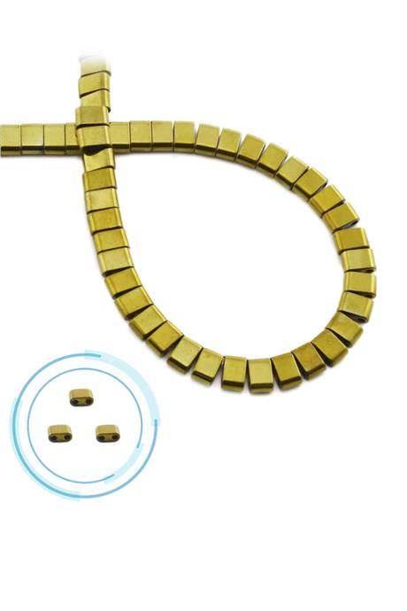 Hematit Taşı Yassı Kesim Parlak Gold 6x4mm Doğal Taş Dizi