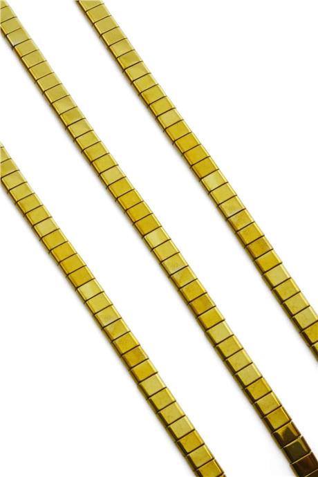 Hematit Taşı Yassı Kesim Parlak Gold 6x4mm Doğal Taş Dizi