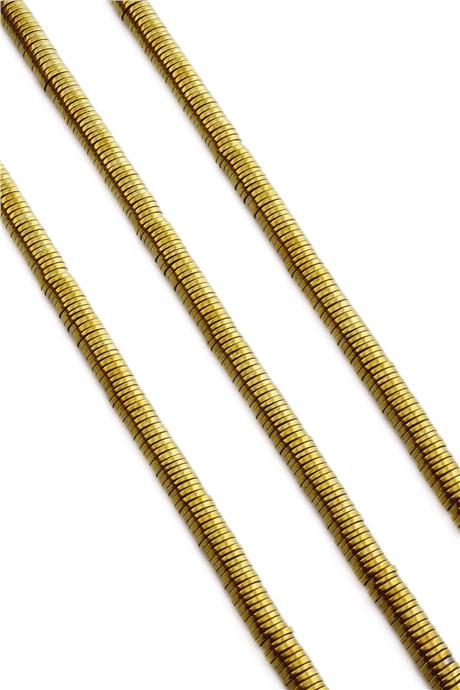 Hematite Natural Stone Shiny Gold Circle Cut 6x1mm String Of Beads