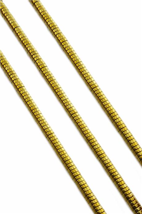 Hematite Natural Stone Shiny Gold Circle Cut 6x2mm String Of Beads