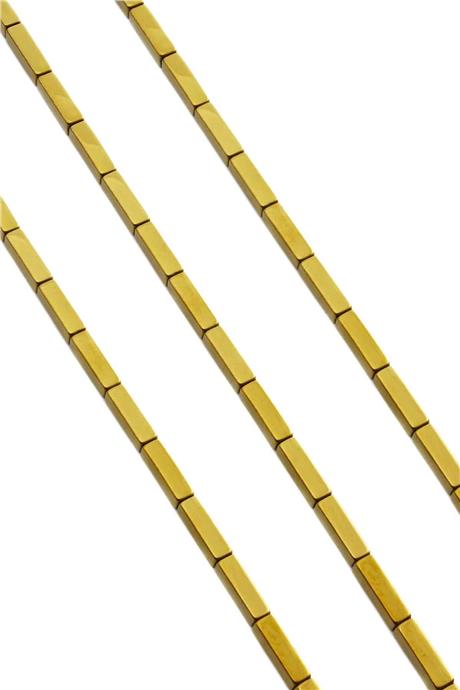 Hematite Natural Stone Shiny Gold Rectangular Cut 4x13mm String Of Beads