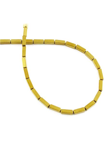 Hematit Taşı Dikdörtgen Kesim Parlak Gold 2x6mm Doğal Taş Dizi