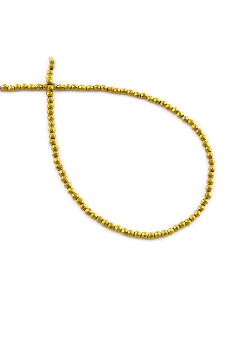 Hematite Natural Stone Shiny Gold Facet Cut 2mm String Of Beads