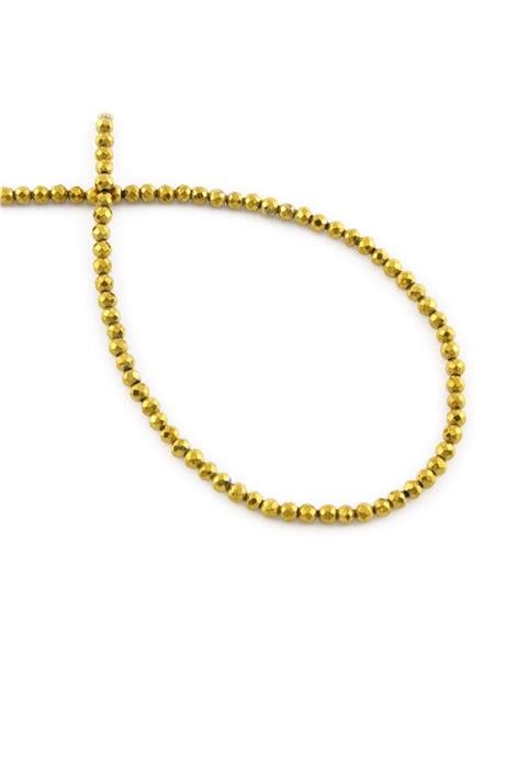 Hematit Taşı Faset Kesim Parlak Gold 3mm Doğal Taş Dizi