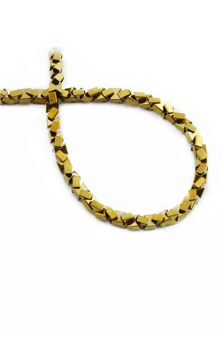 Hematite Natural Stone Shiny Gold Fiyon Cut 4x4mm String Of Beads
