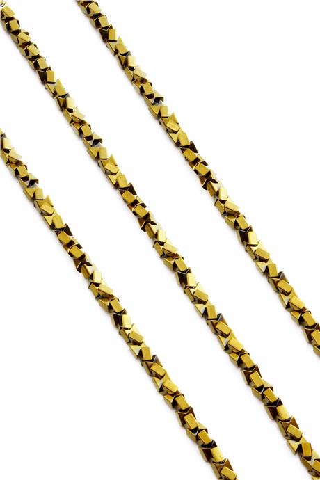 Hematite Natural Stone Shiny Gold Fiyon Cut 4x4mm String Of Beads