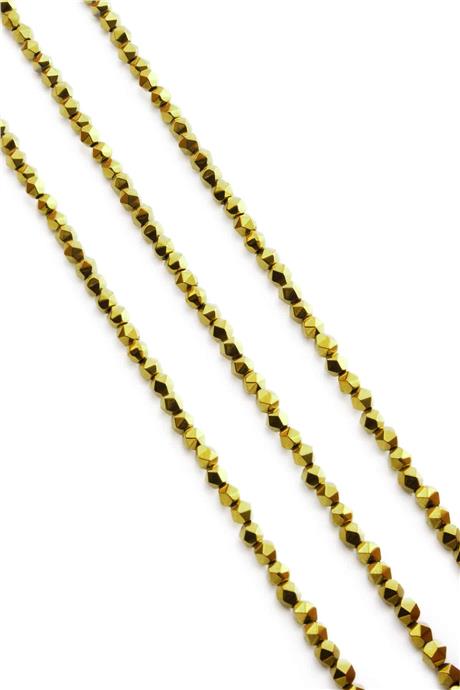 Hematit Taşı Hegzagonal Kesim Parlak Gold 4x4mm Doğal Taş Dizi