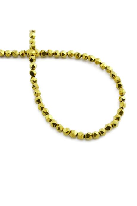Hematit Taşı Hegzagonal Kesim Parlak Gold 4x4mm Doğal Taş Dizi