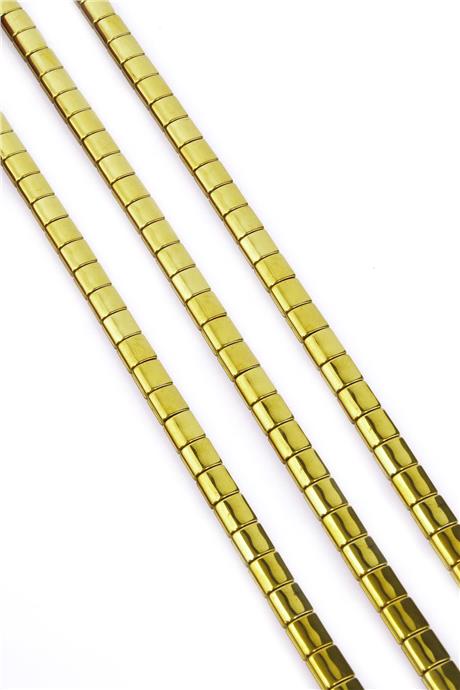 Hematit Taşı Bombeli Kesim Parlak Gold 7x7mm Doğal Taş Dizi