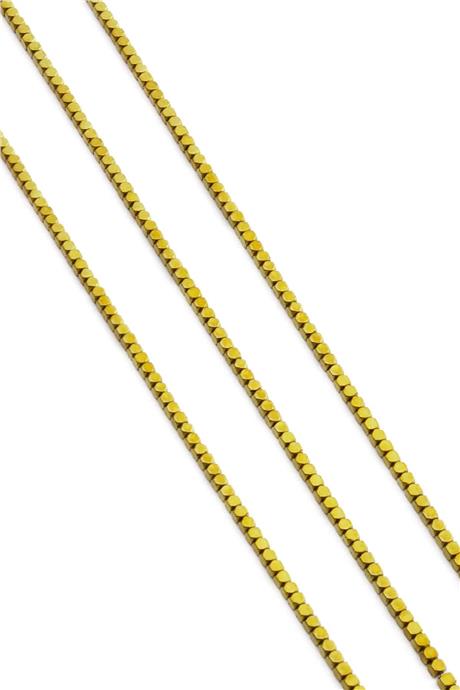Hematite Natural Stone Shiny Gold Cube Cut 2x2mm String Of Beads