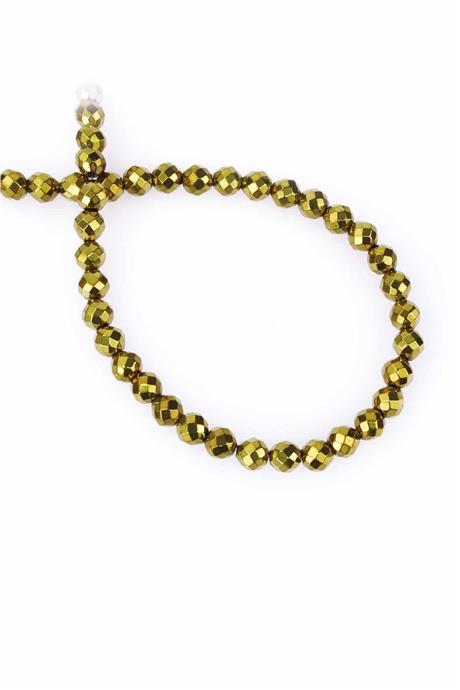 Hematite Natural Stone Shiny Gold Globe Facet Cut 6mm String Of Beads