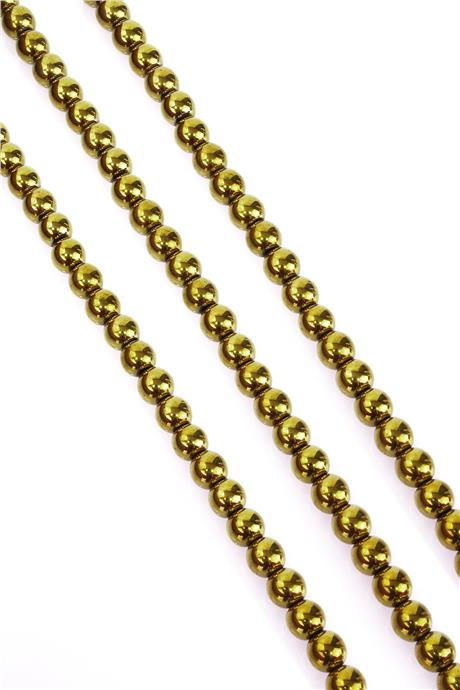 Hematit Taşı Küre Kesim Parlak Gold 8mm Doğal Taş Dizi