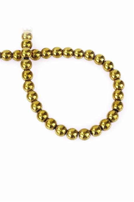 Hematit Taşı Küre Kesim Parlak Gold 8mm Doğal Taş Dizi