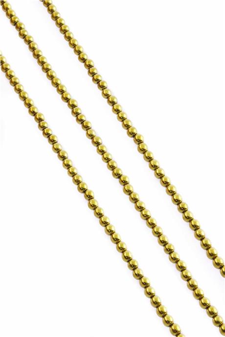 Hematite Natural Stone Shiny Gold Globe Cut 4mm String Of Beads