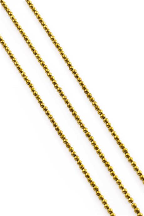 Hematite Natural Stone Shiny Gold Globe Cut 3mm String Of Beads