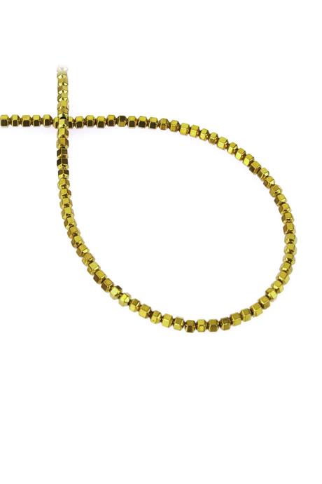 Hematit Taşı Özel Kesim Parlak Gold 3x3mm Doğal Taş Dizi