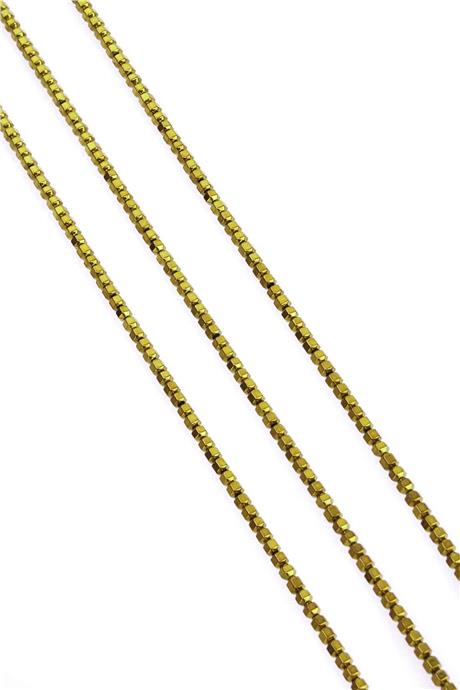 Hematit Taşı Özel Kesim Parlak Gold 3x3mm Doğal Taş Dizi