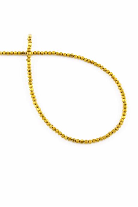 Hematite Natural Stone Shiny Gold Special Cut 2x2mm String Of Beads