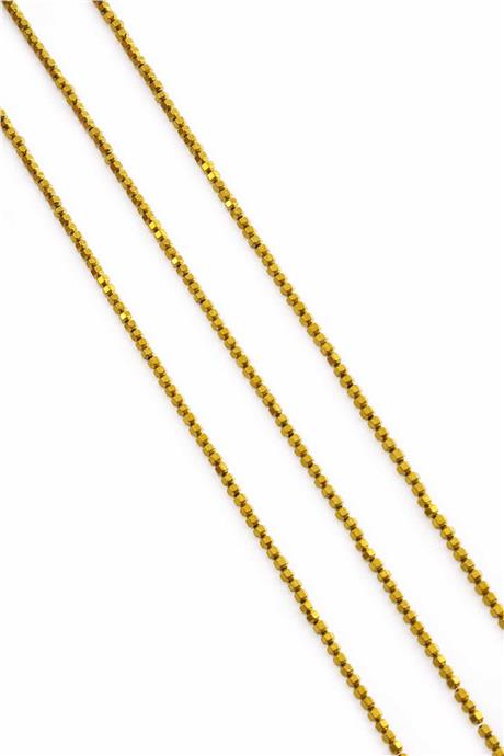 Hematite Natural Stone Shiny Gold Special Cut 2x2mm String Of Beads