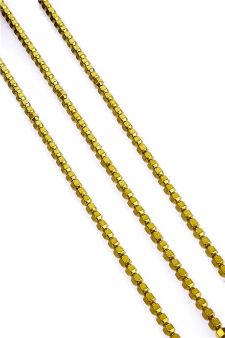 Hematit Taşı Özel Kesim Parlak Gold 4x4mm Doğal Taş Dizi