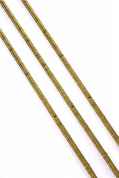 Hematite Natural Stone Shiny Gold Washer Cut 4x1mm String Of Beads