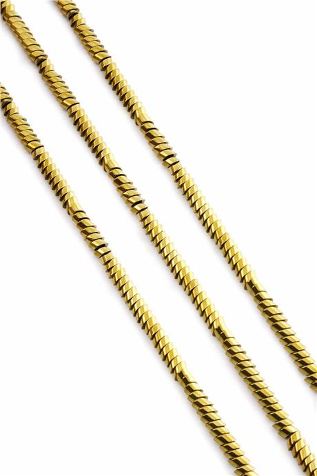 Hematite Natural Stone Shiny Gold Washer Cut 4x2mm String Of Beads