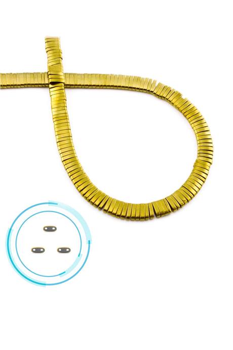 Hematit Doğal Taş Parlak Gold Rondela Kesim Çift Delik 5x1mm Dizi [AA]