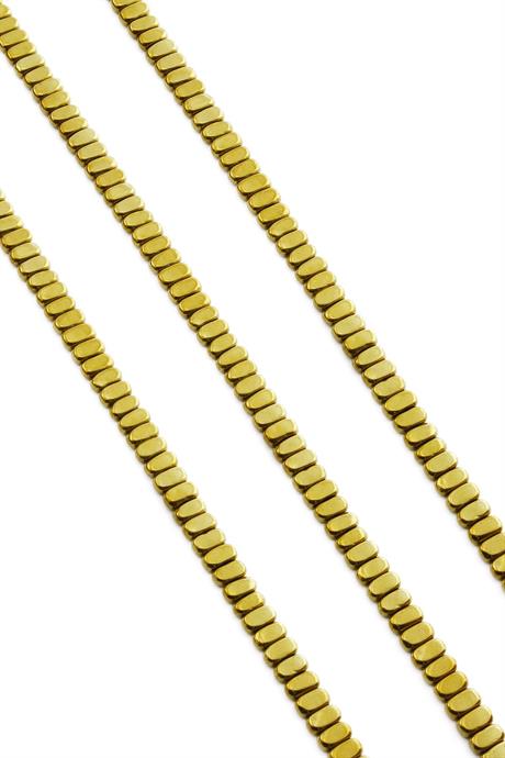 Hematit Taşı Yassı Kesim Parlak Gold 3x6mm Doğal Taş Dizi
