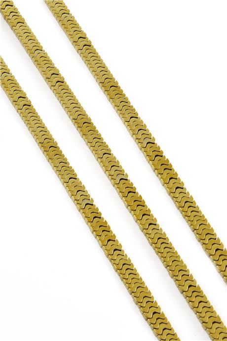 Hematit Taşı Yarasa Kesim Parlak Gold 7x1mm Doğal Taş Dizi