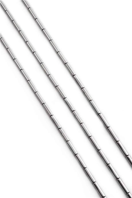 Hematite Natural Stone Shiny Cylinder 2x8mm String Of Beads