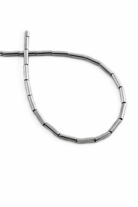 Hematite Natural Stone Shiny Cylinder 2x8mm String Of Beads