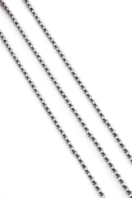 Hematit Taşı Küre Kesim Parlak Gümüş 4mm Doğal Taş Dizi