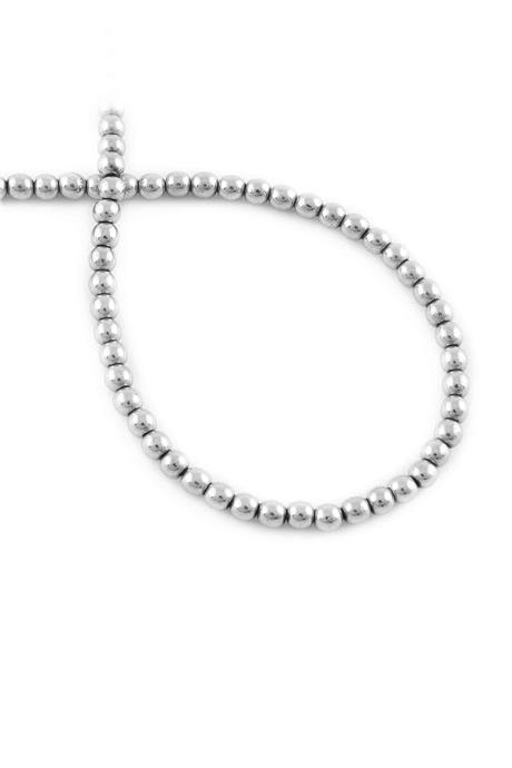 Hematit Taşı Küre Kesim Parlak Gümüş 4mm Doğal Taş Dizi