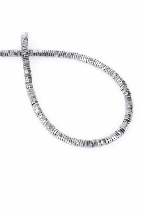 Hematite Natural Stone Shiny Cylinder 4x1M String Of Beads