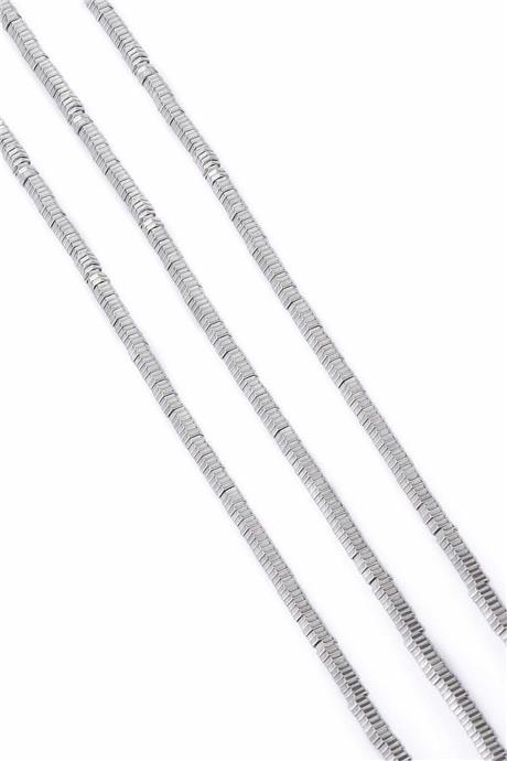 Hematite Natural Stone Shiny Cylinder 4x1M String Of Beads