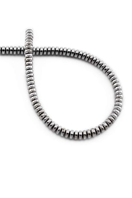 Hematit Taşı Rondela Kesim Parlak Gümüş 4x2mm Doğal Taş Dizi
