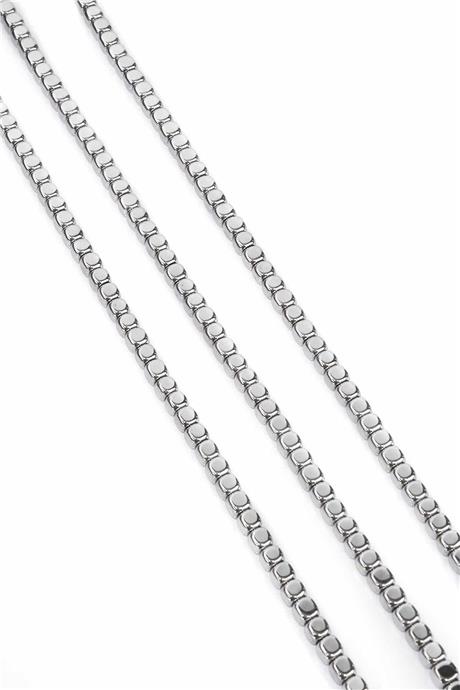 Hematite Natural Stone Shiny Cylinder 4x4mm String Of Beads