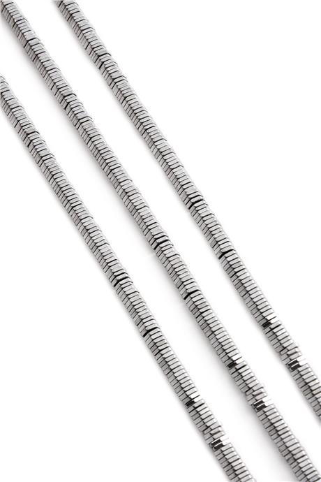 Hematite Natural Stone Shiny Cylinder 5x1mm String Of Beads